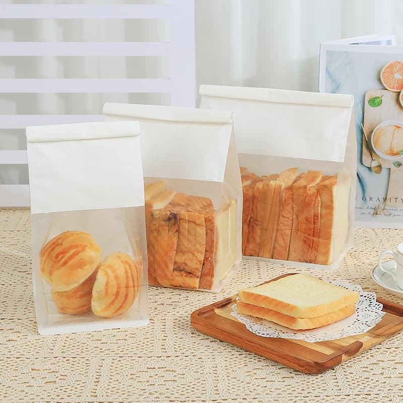Toast Packaging Bag, Food-Grade Biodegradable Mochi Wire Edge Self-Sealing Bag, Kraft Color Fresh Baked Sliced Bread Bag