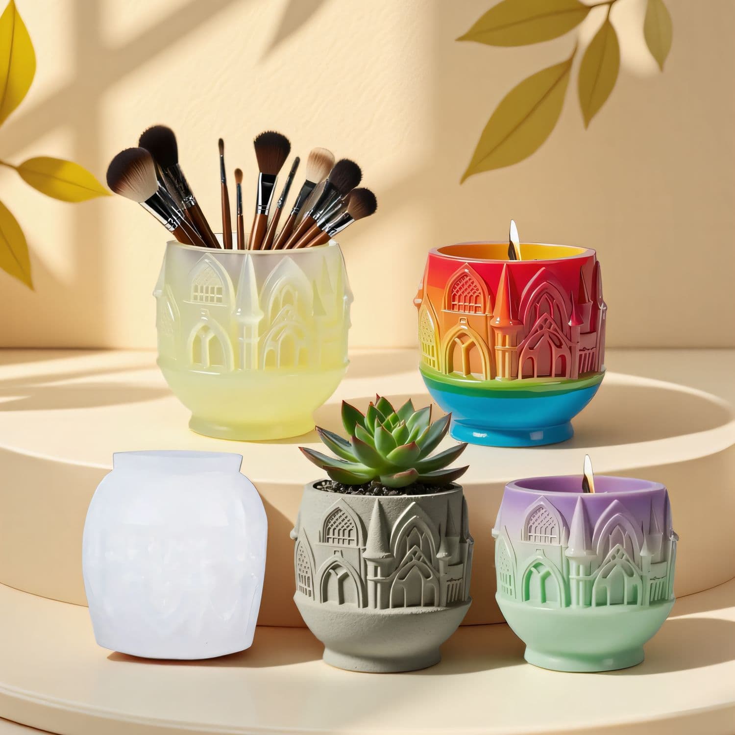 Printing point castle aromatherapy cement gypsum cup mold diy glue storage cup flower pot ornament silicone abrasive tool
