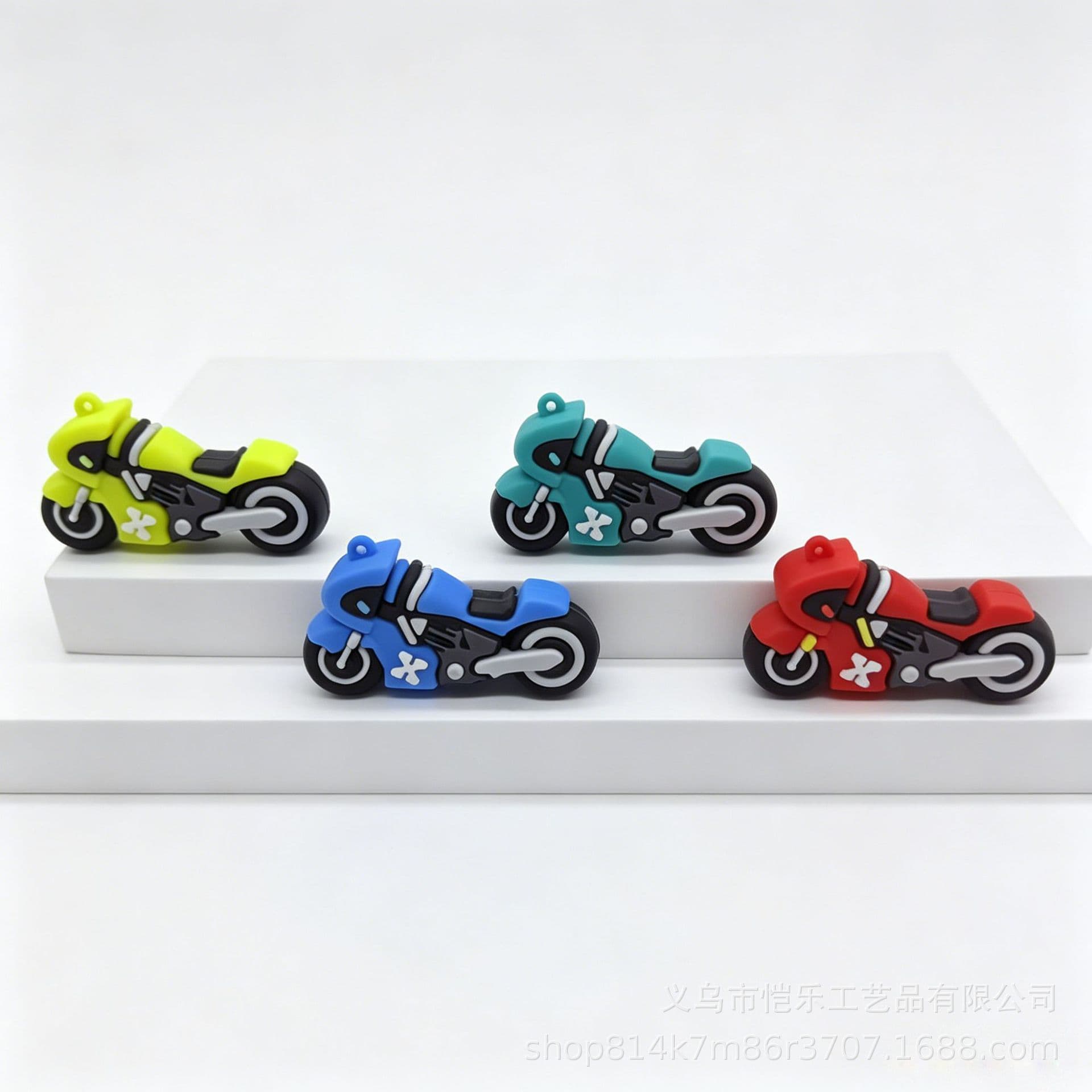 Cartoon Motorcycle Keychain Doll Accessories, Mini Soft Rubber Cool Motorcycle Pendants, Handmade DIY Materials Wholesale