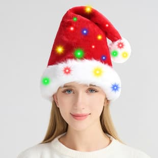 Christmas Hat LED Light Long Plush Adult Kids Christmas Hat Christmas Costume Party Cross-border Christmas Decoration