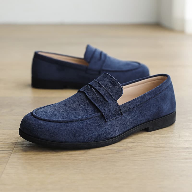 Men's Korean-Style British Square Toe Heightening Slip-On Loafers for Stylists, Thick-Soled Penny Loafers Wholesale