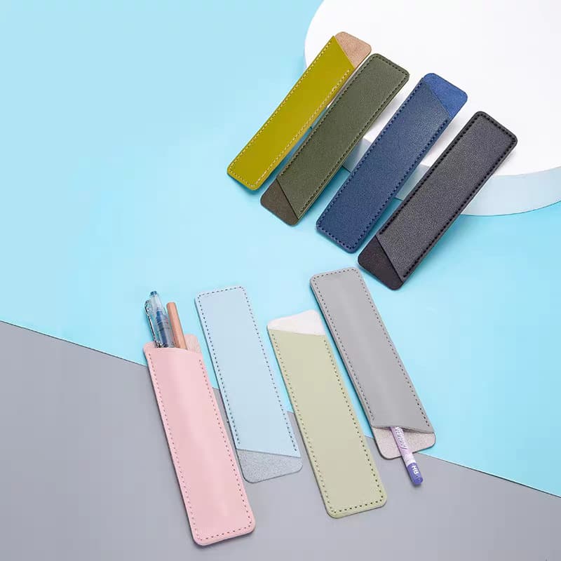 Long single stationery leather sleeve, pen marker PU waterproof storage case, printed trademark custom logo design