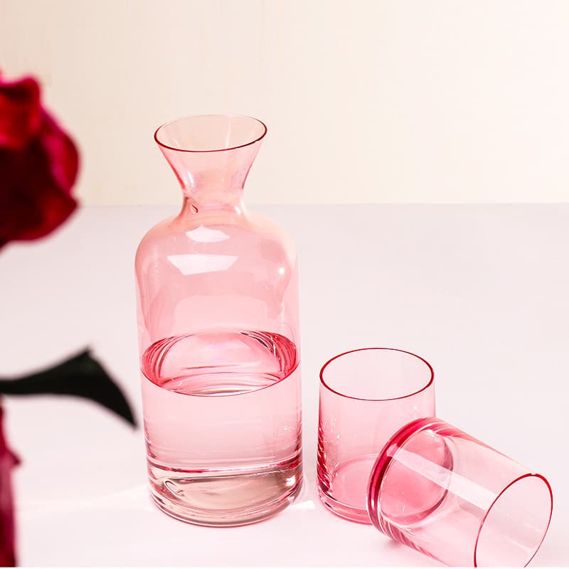 Pink Glass Water Cup Ins Style Thin Neck Cold Water Pitcher Set Home Whiskey Glass Beverage Cup High Appearance Glass