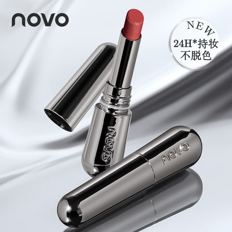 NOVO Focus Matte Lipstick - Long-lasting, non-stick cup, enhances complexion with a matte finish, affordable for students