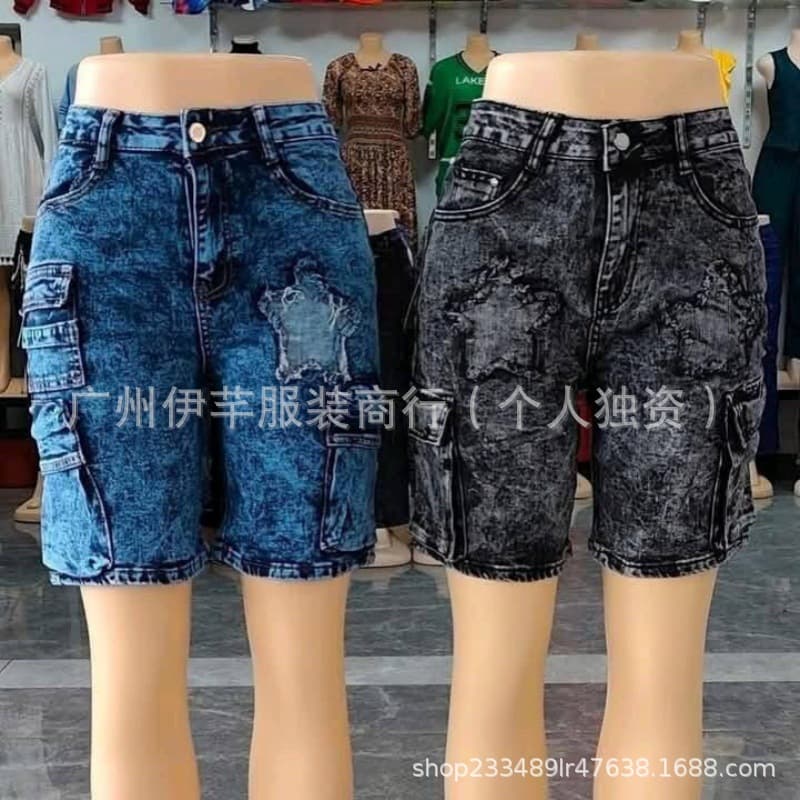 Women cargo denim shorts women's cargo pocket denim shorts Jeans wholesale