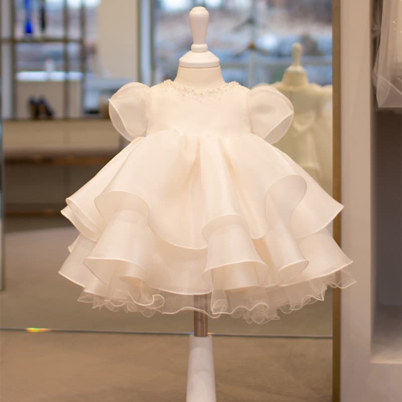 Girls' Dress Children 2026 Spring New Puffy Princess Dress Birthday Host Simple One-Year-Old Toddler Dress