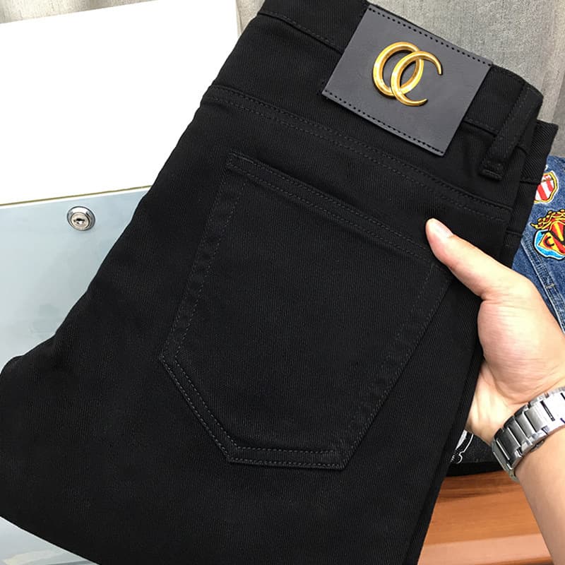 Black Jeans for Men Spring/Autumn European Style Korean Trend Casual Versatile Stretch Slim Fit Tapered Pants
