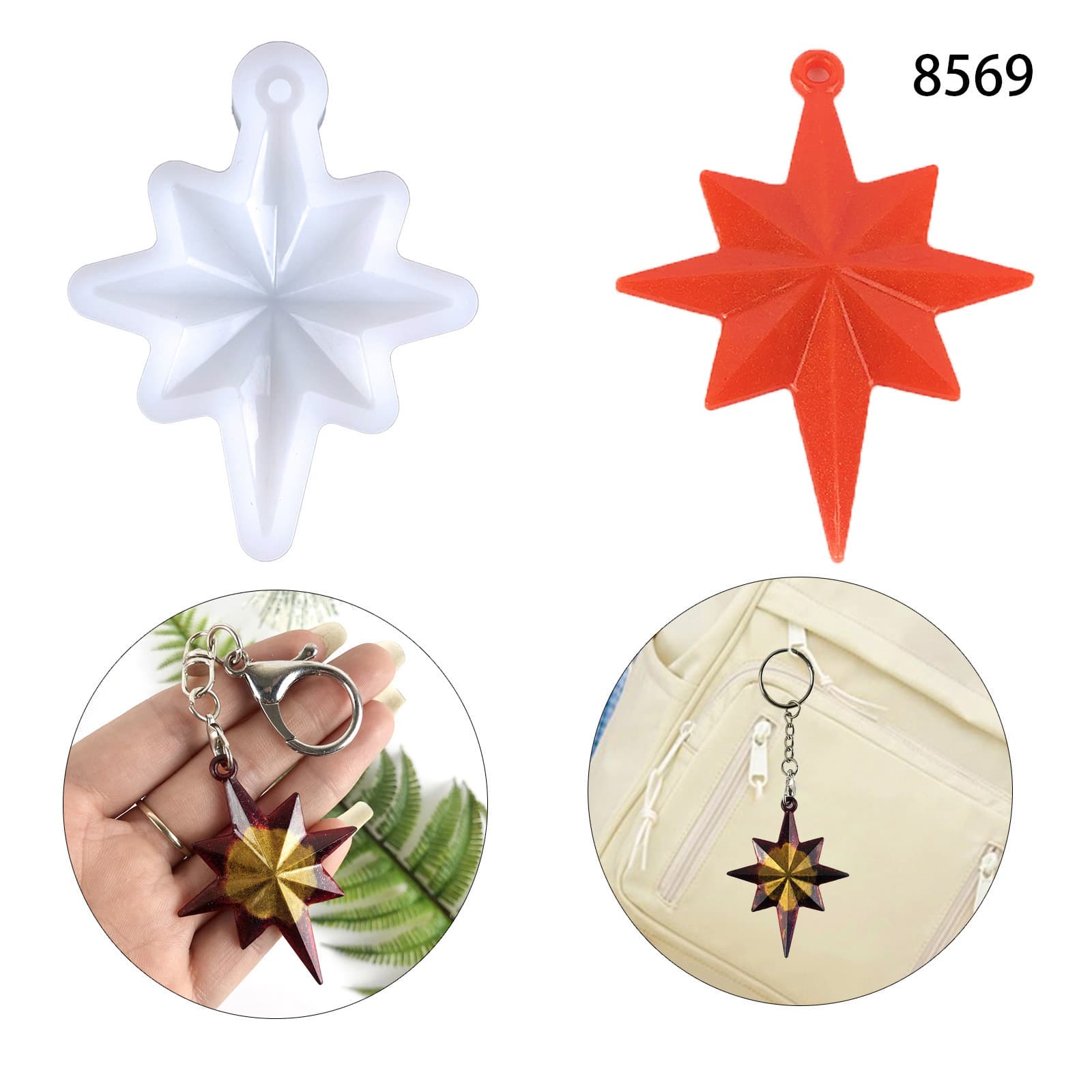 North Star Keychain Resin Mold DIY Backpack Decoration Pendant Silicone Mold