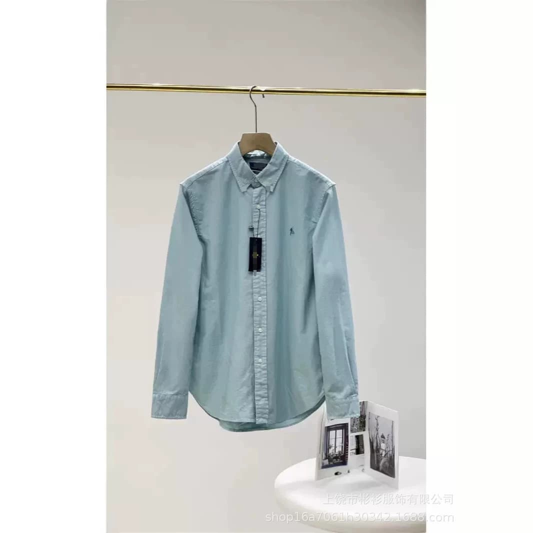 RL Ralph Lauren Embroidered Pony Logo Linen Shirt Men's Spring Autumn Long Sleeve Sun Protection Polo Shirt Couple Shirt