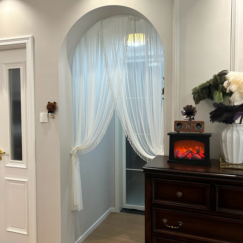 [Original Custom] French Heavy Beaded Door Curtain No-Drill Partition Sheer Curtain Arch Door Atmosphere Sheer Curtain