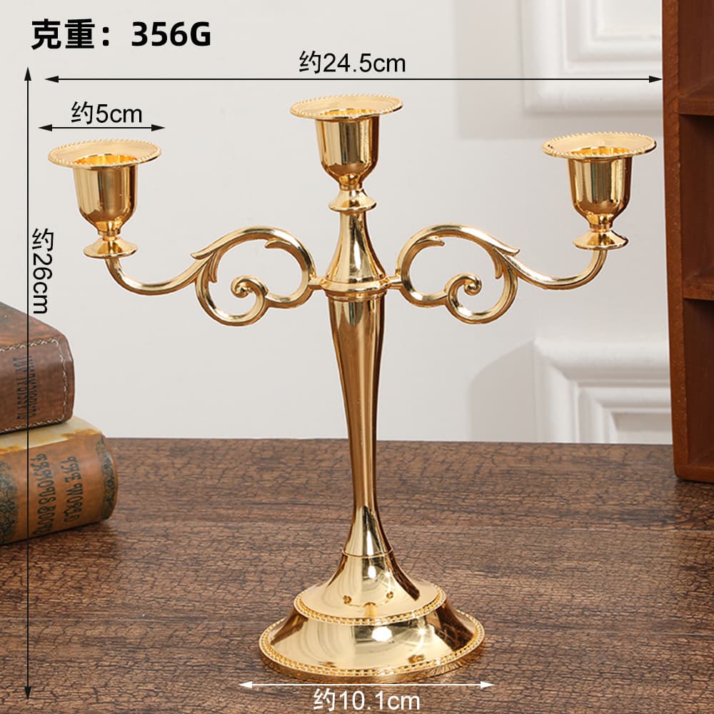 European Style 5-Arm Candelabra for Candlelight Dinner, Wedding Decoration, 3-Arm Candle Holder for Hotel, Living Room, Western Restaurant Table Decor
