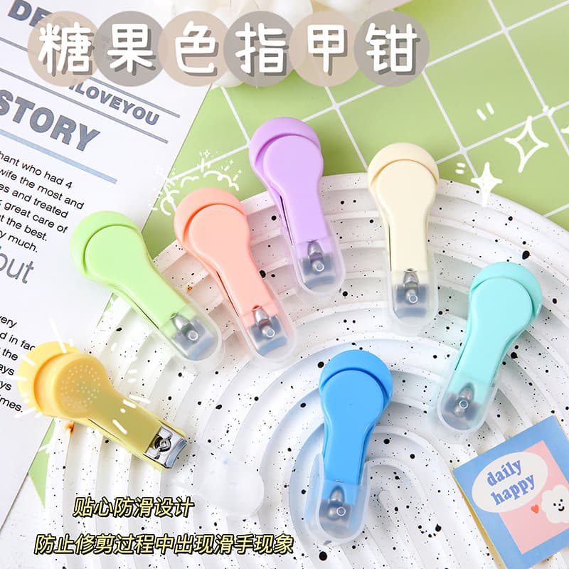 New candy color nail clippers simple nail clippers single pack portable household manicure nail clippers anti-splash