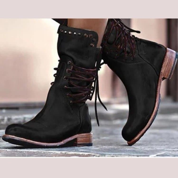 Women's cross-border plus size retro British style mid-calf boots, 2024 autumn/winter new Western cowboy style studded long boots.
