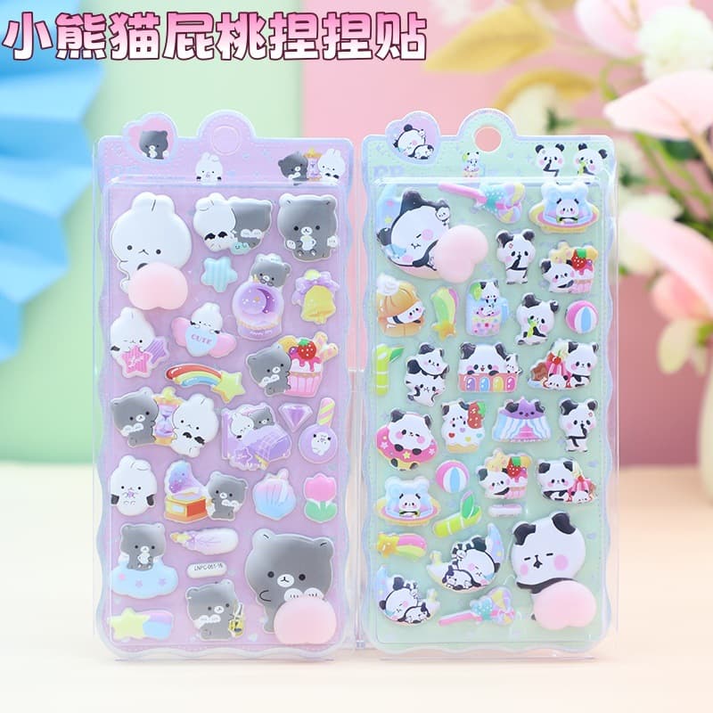 High-quality 3D cartoon rabbit and bear stickers for kids and girls, fun and stress-relieving, cute decorative stickers.
