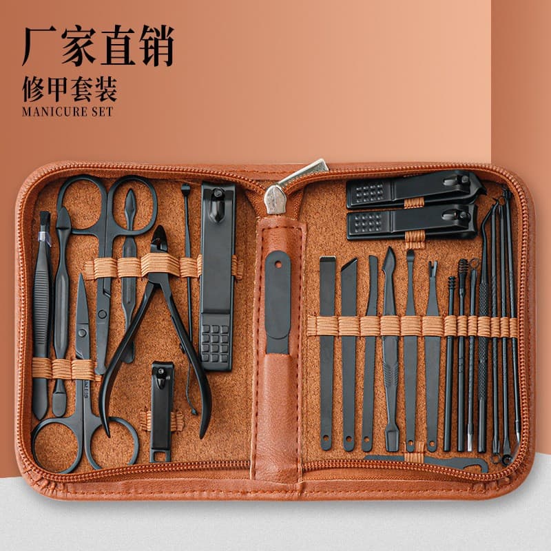 Precision Manicure Portable Nail Clipper Set, 26-Piece Nail Clipper Set, Complete Manicure Set for Home Use, Large Size, Black Box
