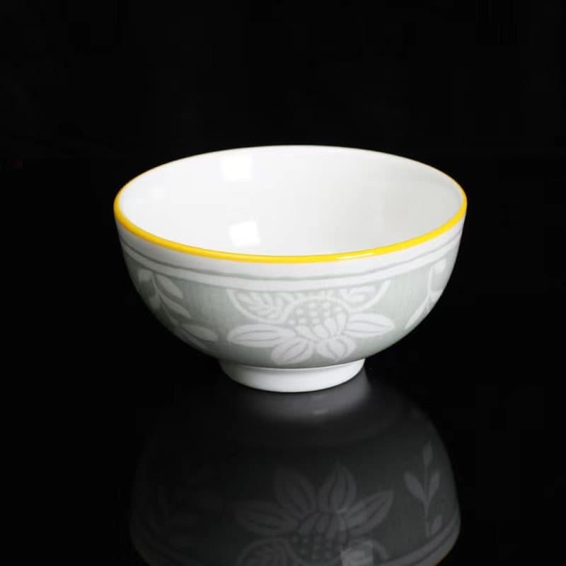 Home Direct Supply Supermarket Source Straight Rim Green Leaf 4.5-Inch European-Style Ceramic Rice Bowl Wholesale Kitchen and Dining Utensils Wholesale