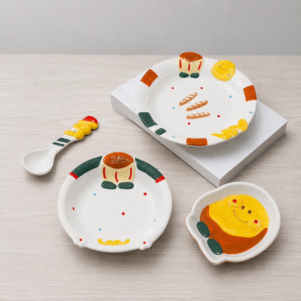 Non-You-Mo-Shu Series Ceramic Set Home New High-Appearance Ceramic Underglaze Color Plate Set Cute Cartoon