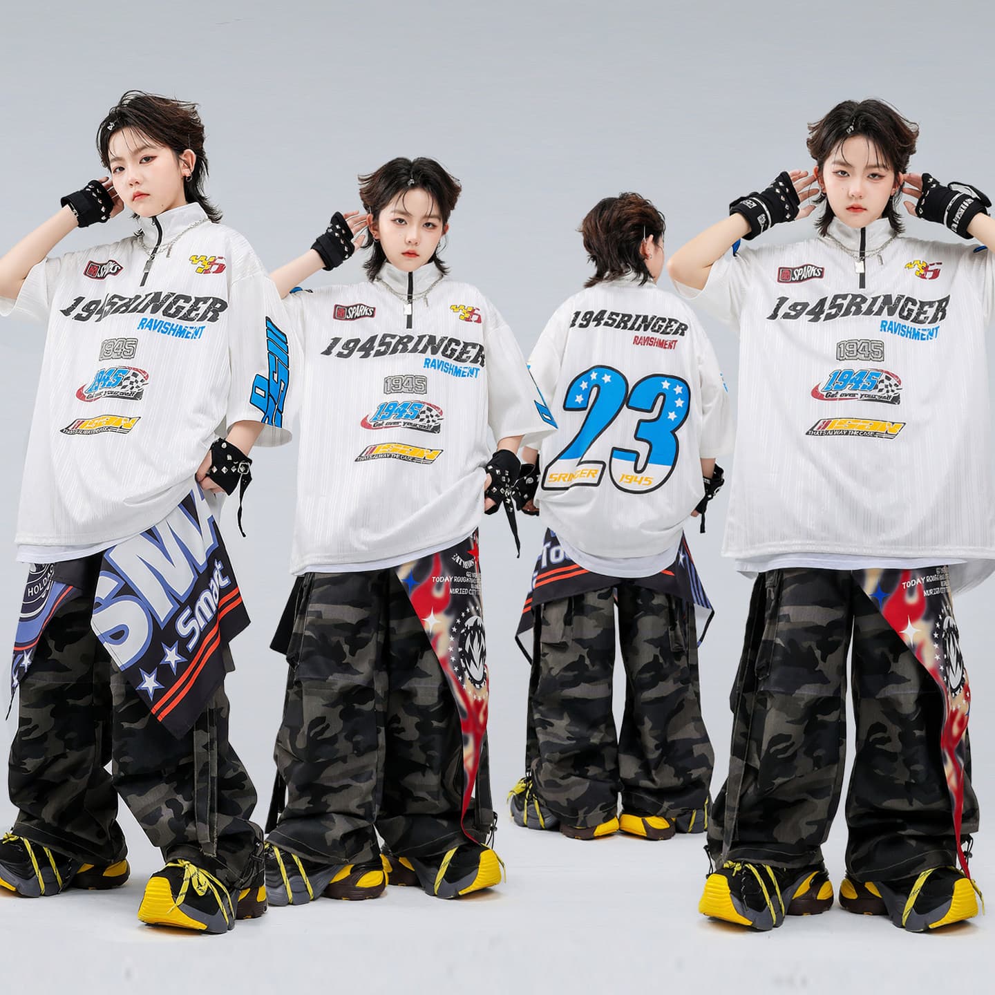 Hip Hop Kids Streetwear, Street Style Children's Hip Hop Runway Performance Outfit, Boys and Girls Dance Costume, Fashionable