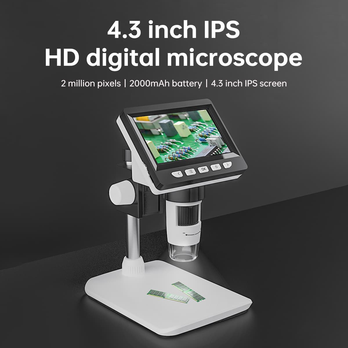 1080p High Definition 4.3 Inch Screen Electronic Microscope 1000x Digital Microscope Industrial Repair Desktop