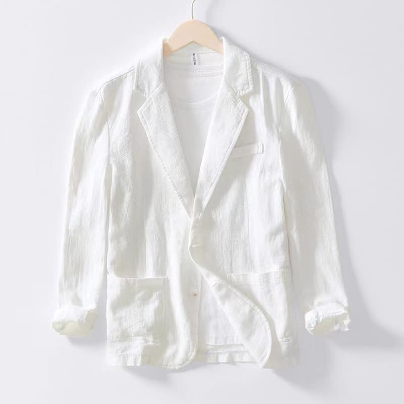 Cross-Border Men's Clothing Amazon Popular Men's Casual Suit Single-Layer Jacket Solid Color Cotton and Linen Casual Fashion Men's Tops