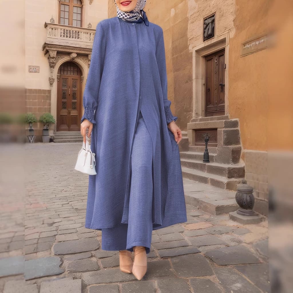 Amazon cardigan robe dress casual loose robe + women's wide-leg trousers two-piece set