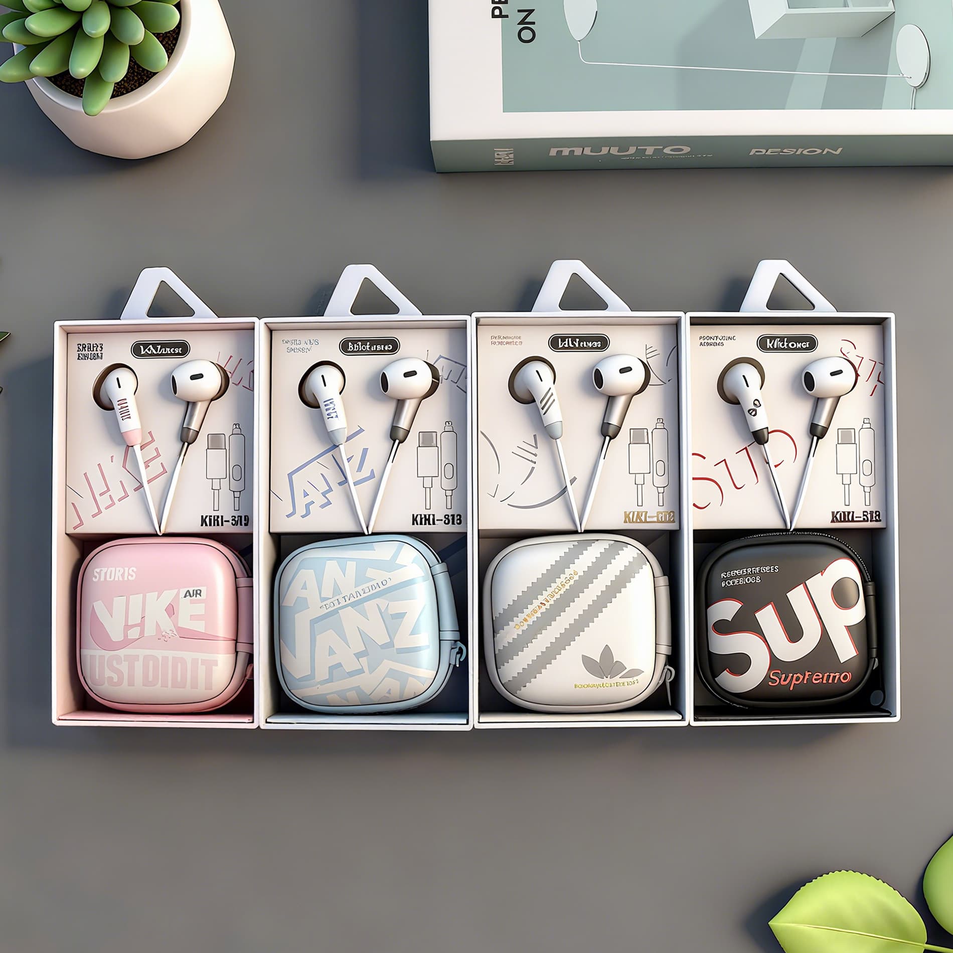kiki-519 Type-C Wired Earphones Compatible with iPhone 15/16, Huawei Type-C Storage Pouch Earphones