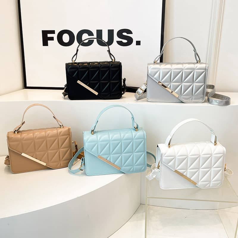 Women's Diamond Quilted Stitch Handbag 2025 New Style Shoulder Crossbody Bag Textured Trendy Small Square Bag