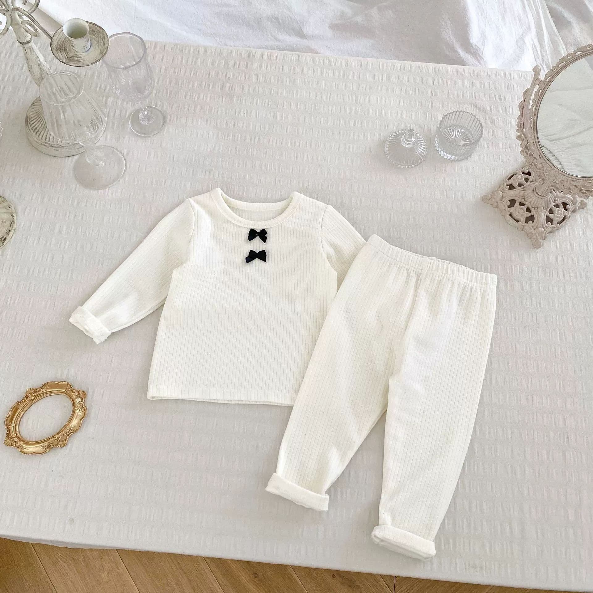 Sweet Homewear Set 2025 Autumn and Winter Bow Baby Girl Autumn Clothes and Autumn Pants Casual and Comfortable Two-piece Trendy Set
