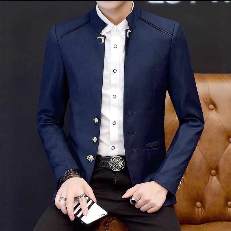Foreign Trade Amazon 2019 Men's Korean Style Slim Stand Collar Large Size Suit Business Casual Suit Work Wear X01