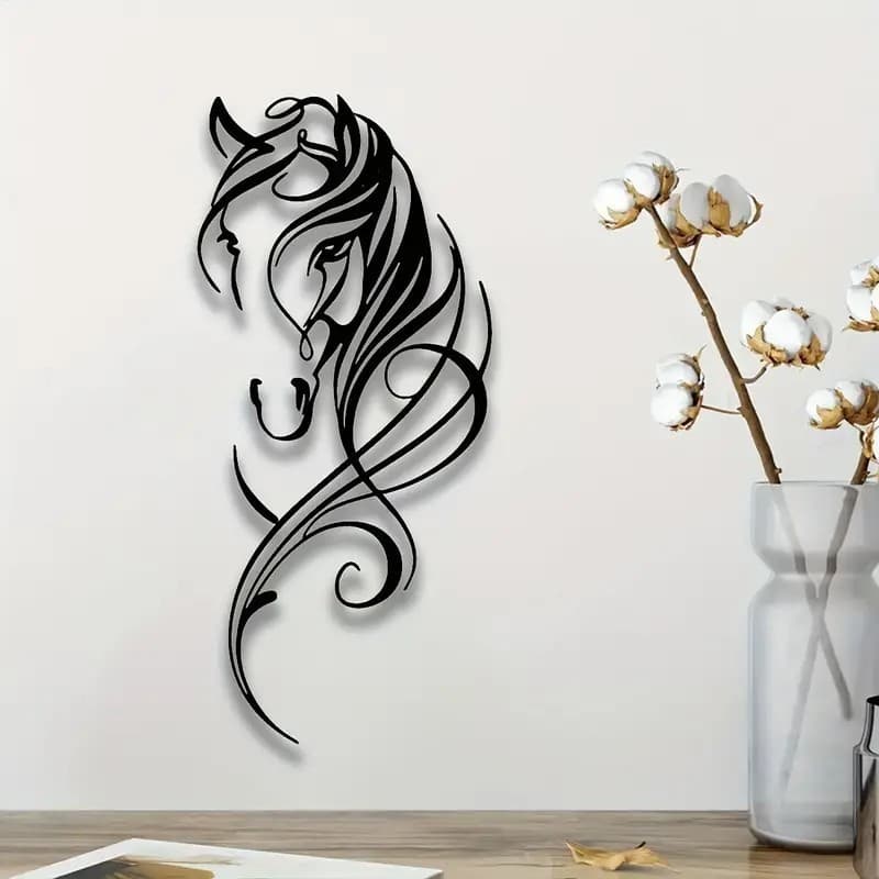 Cross-border supply office decoration hanging wall art craft metal iron horse ornament for bedroom living room