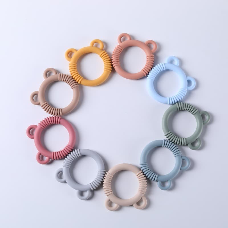 New Baby Hand Teether Factory Direct Supply Baby Anti-Finger Sucking Soothing Toy Cartoon Bear Silicone Teether