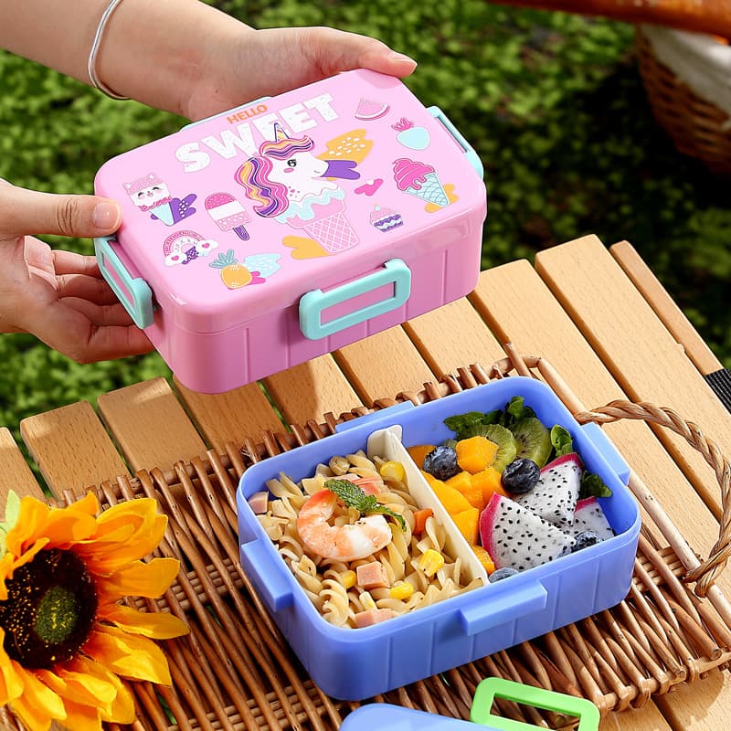 New Cartoon Bento Box, High-Appearance Student Campus Lunch Box, Outdoor Picnic Fruit Snack Box, Sealed Leak-Proof