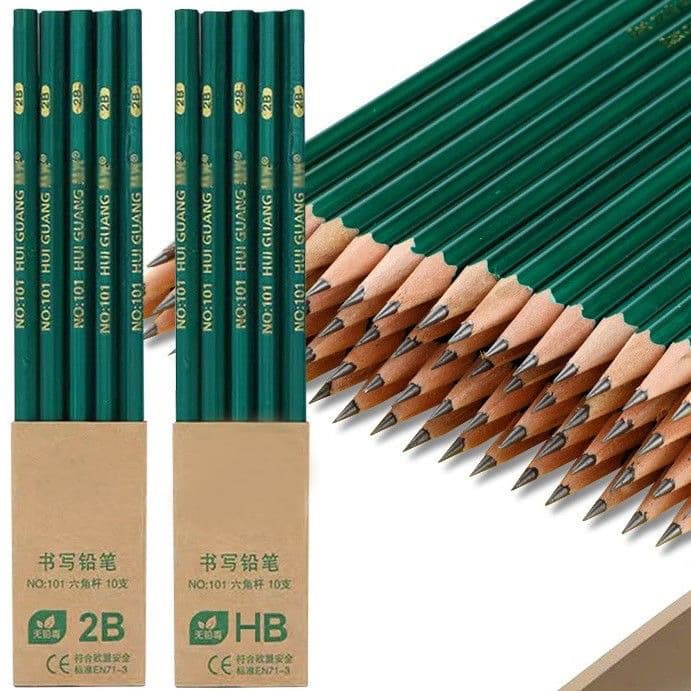 2B Pencil Green Hexagonal Barrel Elementary School Pencils Kids Drawing Sketch Pencils Student Stationery HB Pencils Wholesale