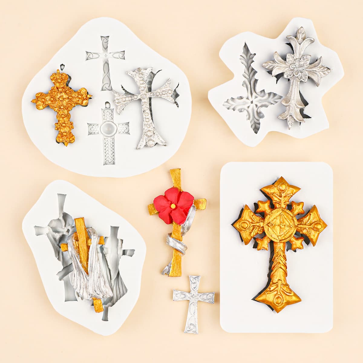 Cross Fondant Cake Silicone Mold Chocolate Gumpaste Cross Pendant Epoxy Resin Jewelry Mold