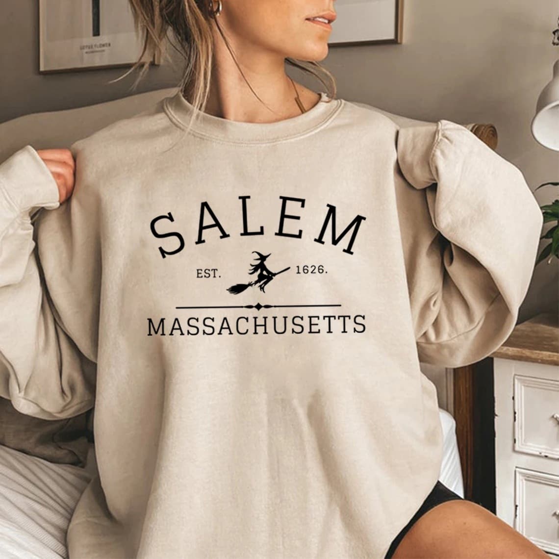 Salem Massachusetts Sailor Collar Halloween Sweatshirt Salem Witch Sweater Halloween Unisex Style