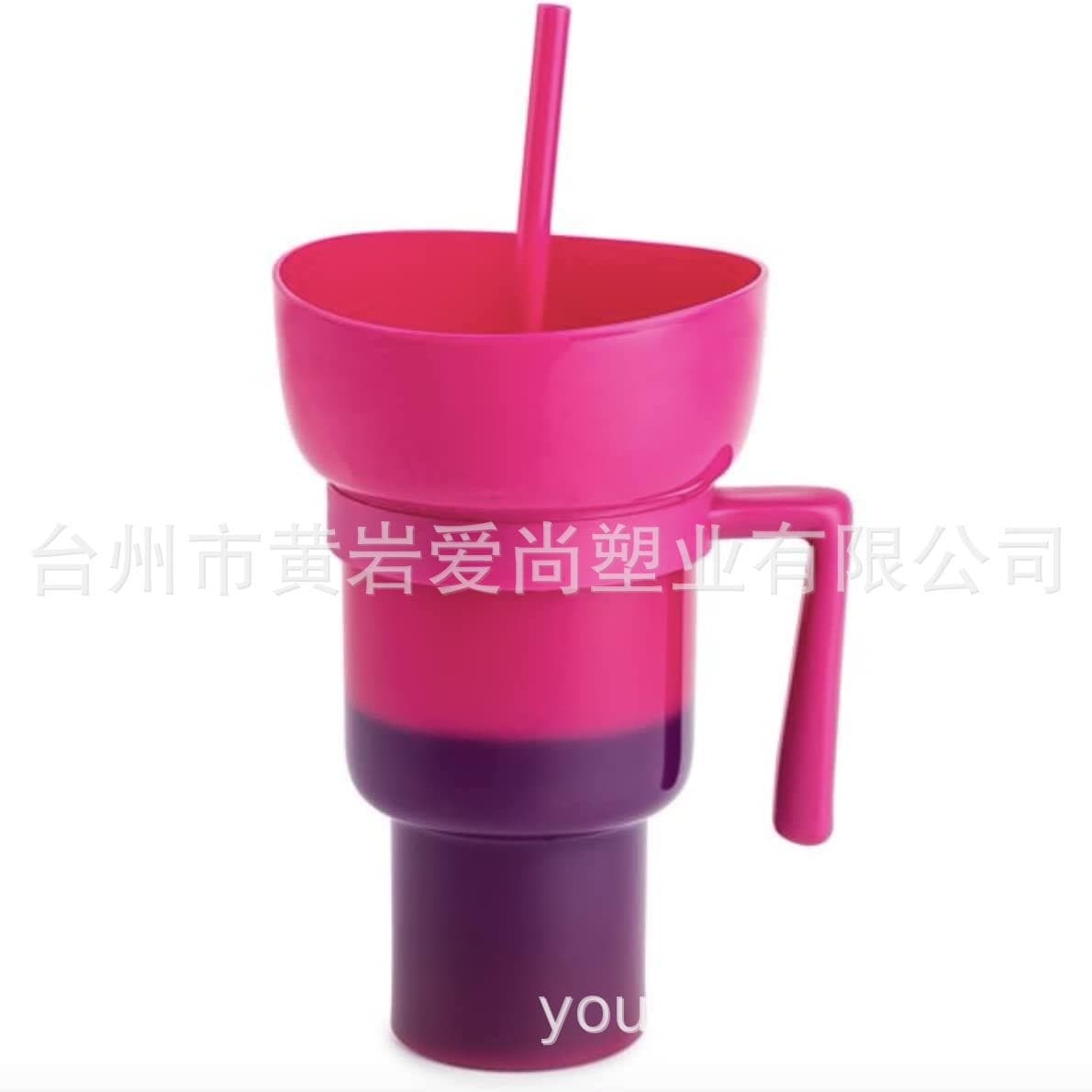 Stadium Tumbler Popcorn Drink Cup Cola Cup Snack Cup Popcorn Cup with Handle Straw Cup