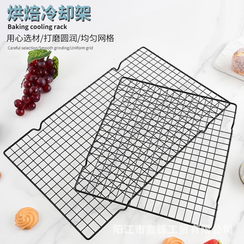 Cross-border cake baking cooling rack, barbecue rack, non-stick bread cooling rack, biscuit baking net, black inverted cooling rack