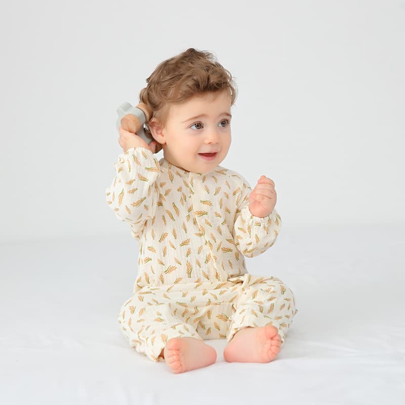 Newborn Baby Spring and Summer Cotton Romper, Infant Bodysuit, Newborn Monk Style Outfit, Air Conditioning Wear