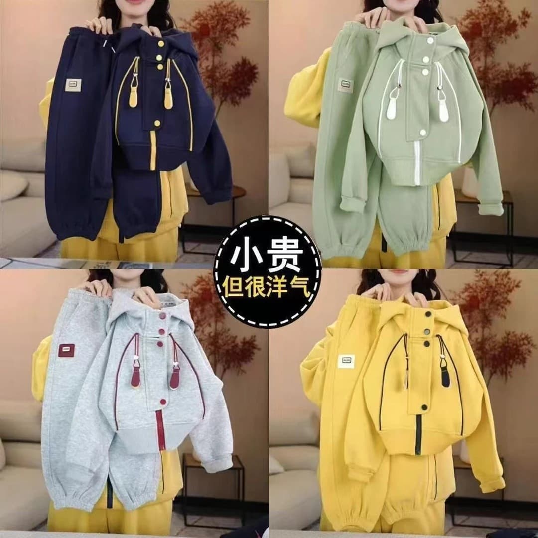 Kids Spring and Autumn Hooded Casual Sweatshirt Set 2026 New Style Boys and Girls Clothing Trendy Medium and Large Children Sportswear