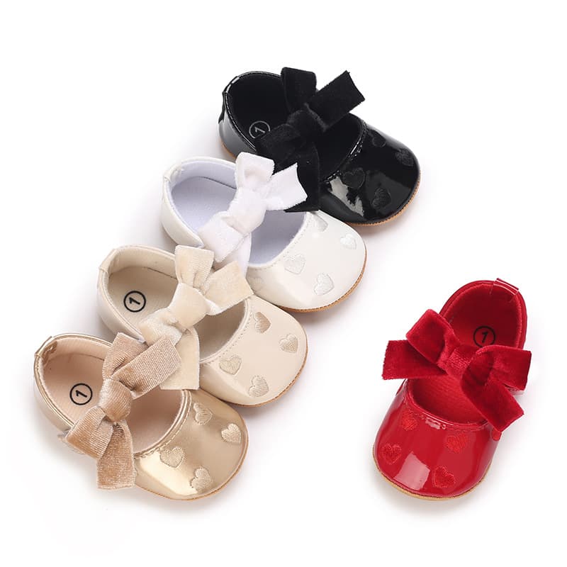 Baby Princess Shoes 0-1 Year Infant Walking Shoes Bow PU Soft Sole Baby Girl Walking Shoes