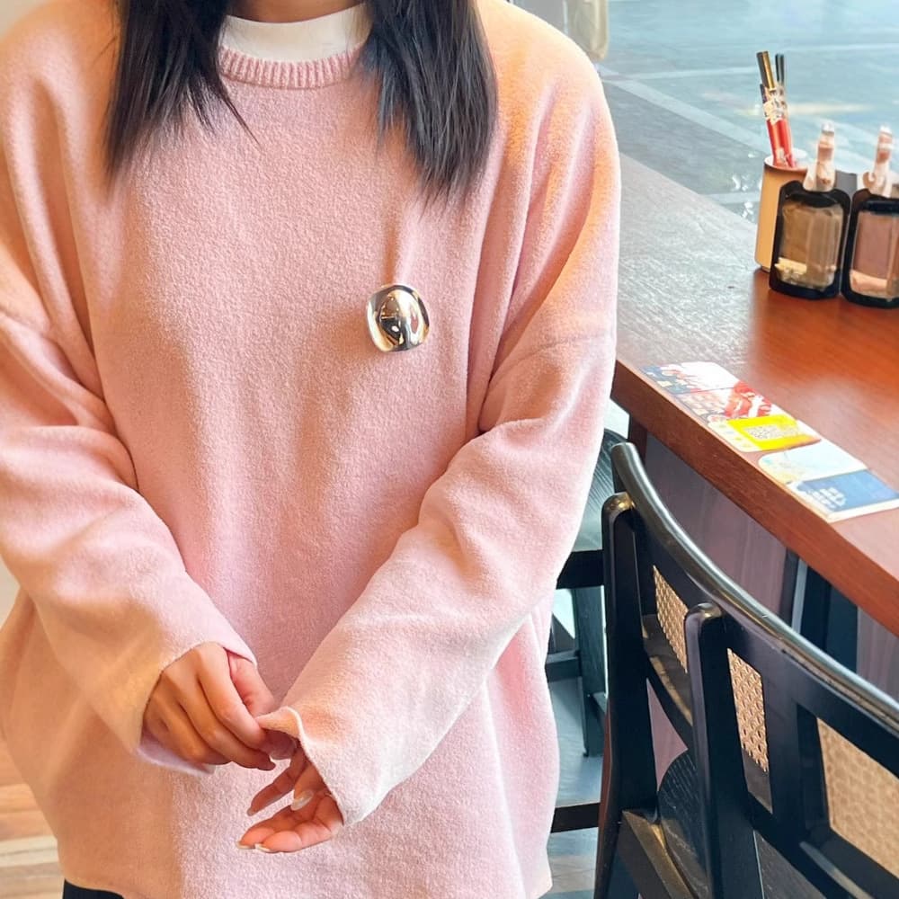 Sweatshirt Meets Sweater, 2024 Fall/Winter New Arrival, Japanese Designer, Pink Versatile Loose Knit Sweater