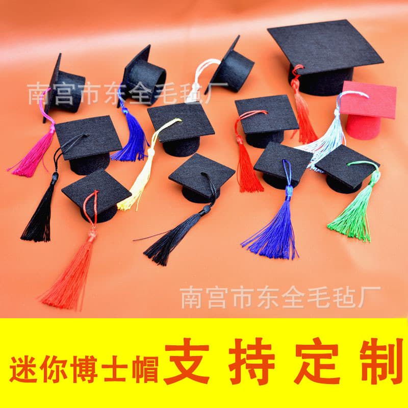 Mini Doctoral Cap Graduation Hat Wine Bottle Flower Bouquet Doll Assembly Accessories Graduation Season Felt Small Doctoral Cap