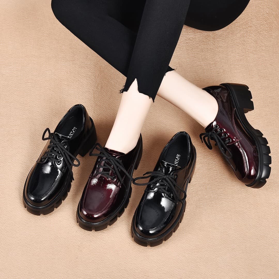 Top-layer cowhide thick-sole platform shoes, spring and autumn single shoes for women, 2024 new retro style, British-style leather shoes