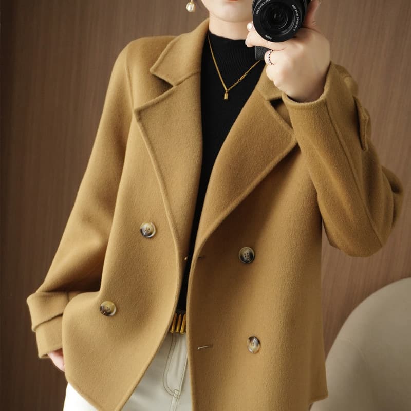 Autumn/Winter Loose Wool Cardigan Coat Short Notched Lapel Wool Coat Elegant Fashion Trend Plus Size Women's Clothing