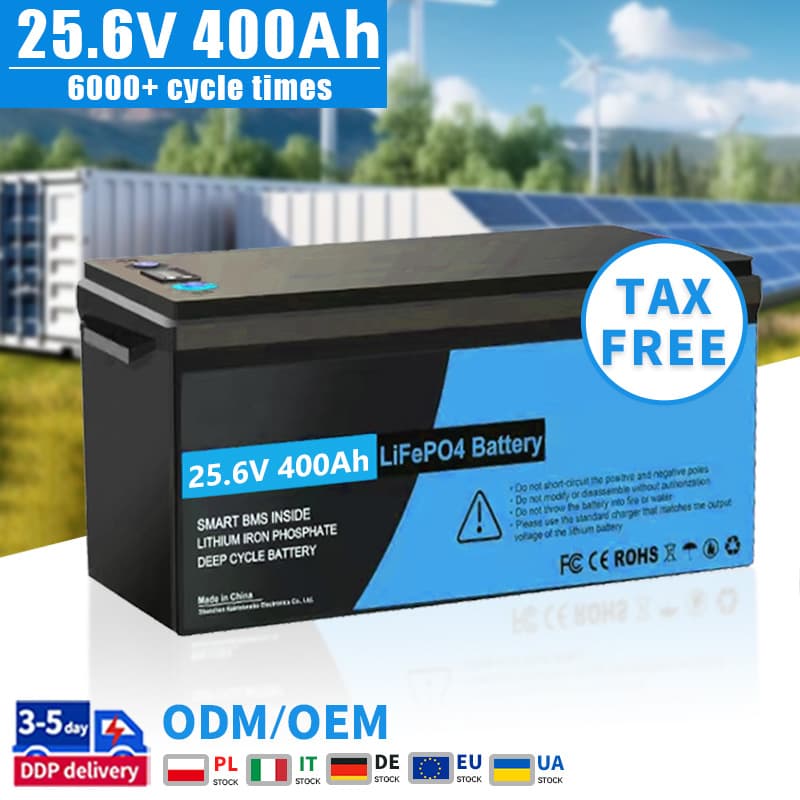 25.6V 400Ah Solar Power Lifepo4 Battery Pack with Smart BMS