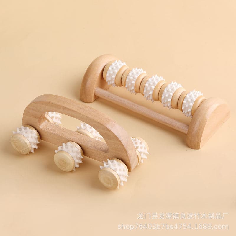 Wood Therapy Massage Tool Body Handheld Massage Roller Pain Muscle Wood Fascia Roller Massager