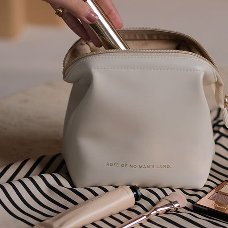 Korean Style Mini Cosmetic Bag for Women, Travel Portable Toiletry Pouch Small Solid Color Coin Purse