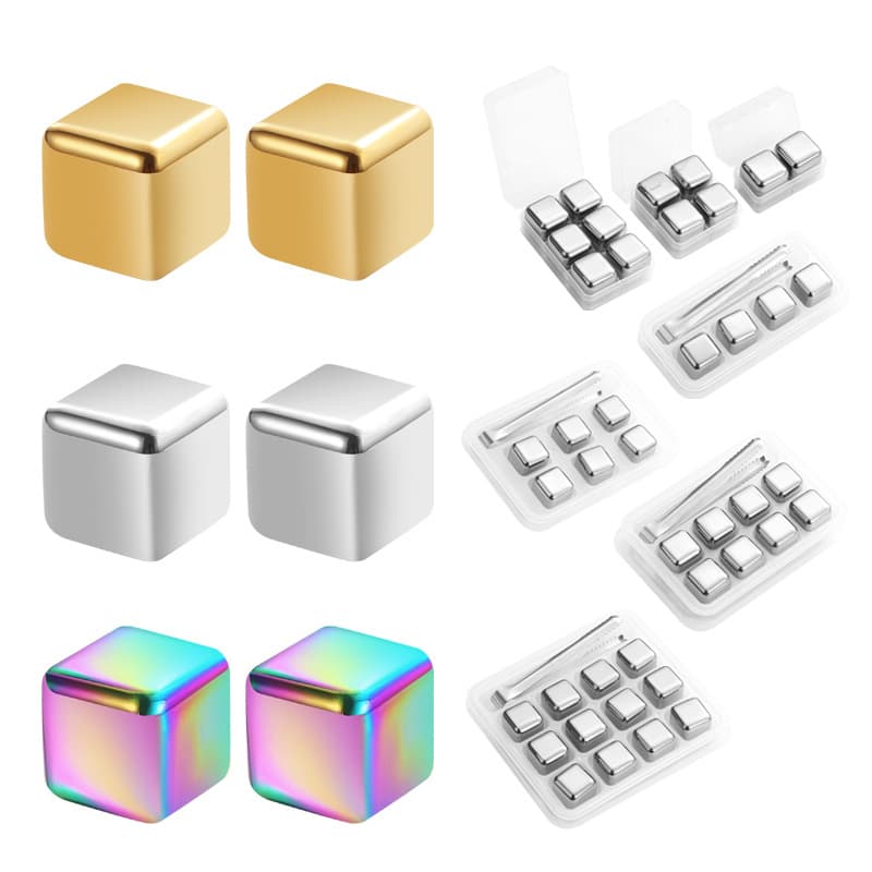 Cross-border 304 Stainless Steel Ice Cubes, Square Quick-Freeze Stainless Steel Ice Cubes, Round Ice Cube Whiskey Ice Stones
