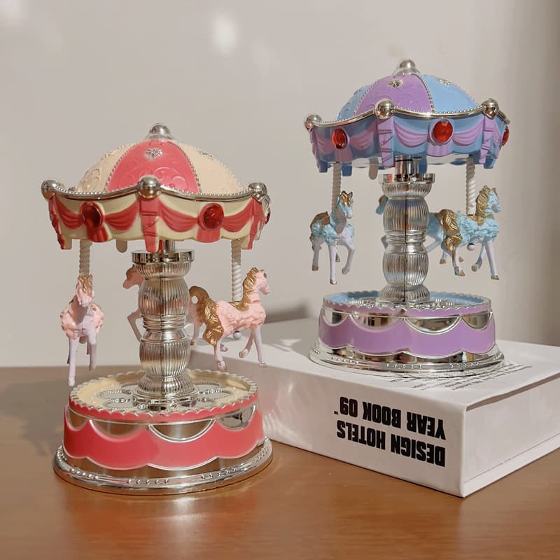 Luminous carousel music box European style home accessories ornaments for children, students and girls birthday gifts