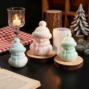New Knitted Texture Snowman Candle Silicone Mold DIY Christmas Knitted Texture Yarn Snowman Plaster Mold